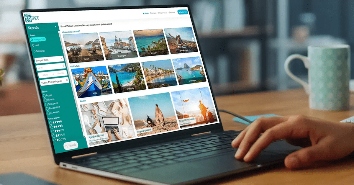 Beontrips website on a laptop