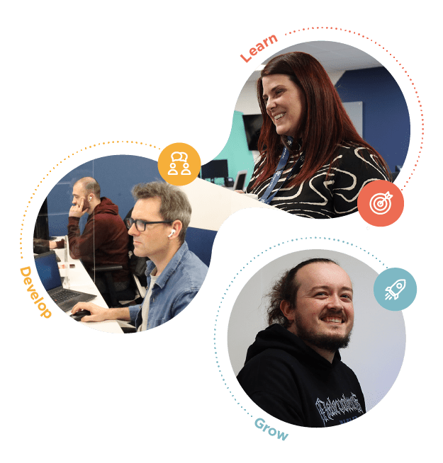 Learn, develop and grow call outs. Happy Inspiretec employees.