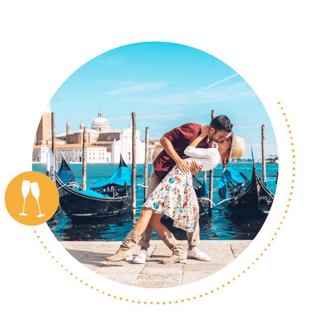 Happy couple on honeymoon